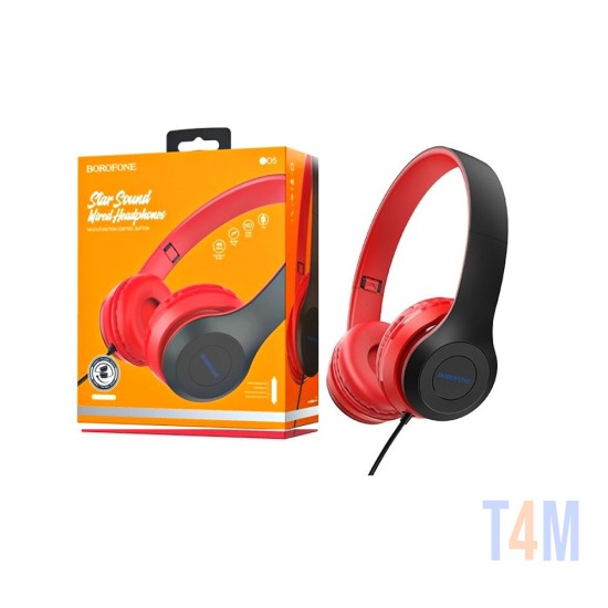 HEADPHONE BOROFONE BO5 WITH MIC RED